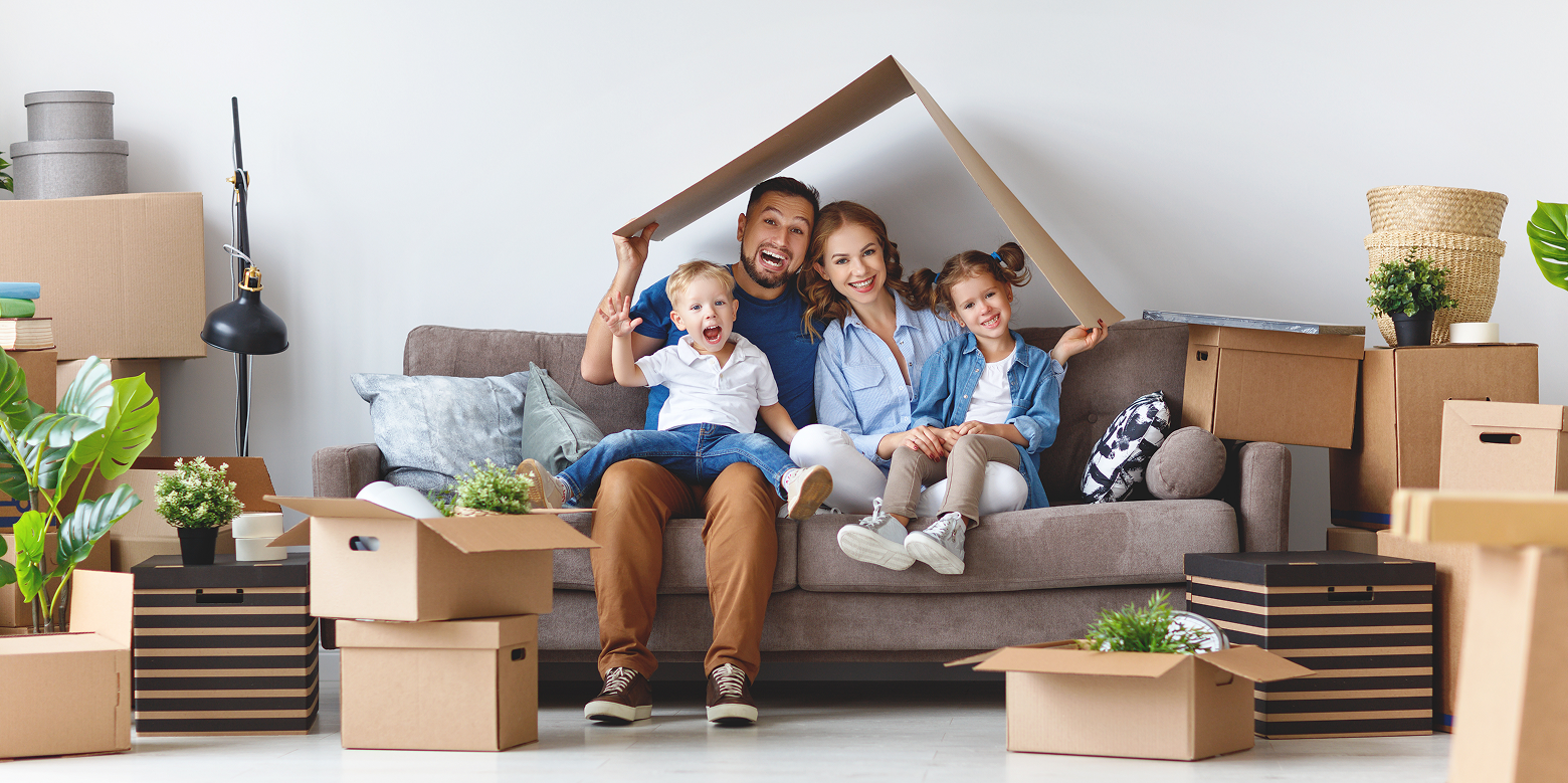 happy family in new home purchased with the help of a Strathpine mortgage broker
