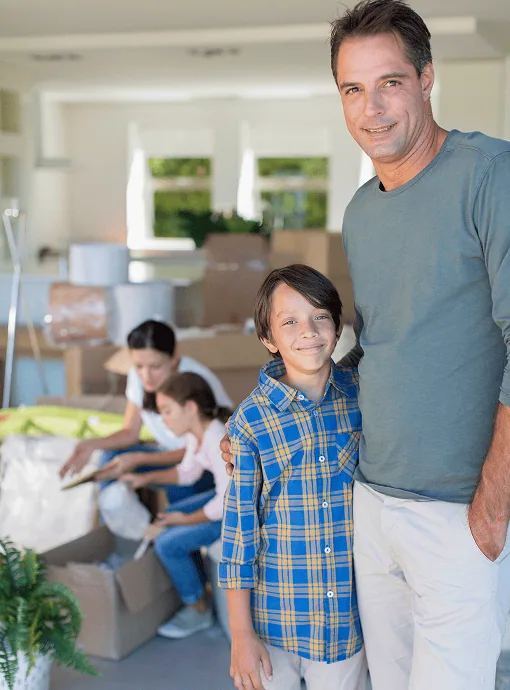 family moving into a new home they bought with the help of a Kallangur mortgage broke